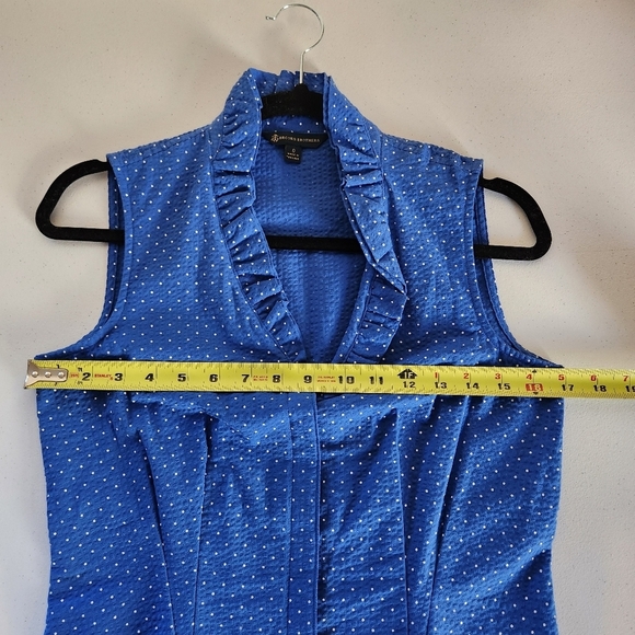 Brooks Bros Brothers Blue Polka Dot Ruffle Sleeveless Shirt Top New NWT Size 0 - Picture 9 of 12